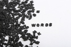 White background with small black letters. White background with many letters with the word words written. The word words written with small letters in black and white background.