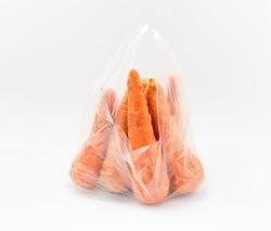 carrot in  plastic bag, vegetables  in plastic bag