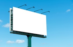 empty advertising billboard on the highway, with blue sky - advertising concept - copy space - mockup
