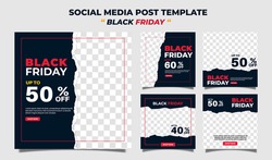 Creative vector modern black friday sale social media post template  banner collection.
