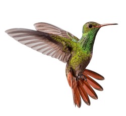 flying hummingbird isolated on white background