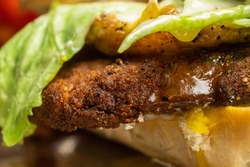 fried egg beef or chicken milanese in breadcrumbs with lettuce a