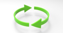 Green Eco Recycle Arrows, Recycled Icon and Rotation Cycle Symbol with Arrows