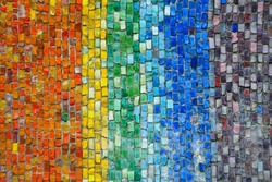 Multi-colored rainbow small square tiles of abstract vintage background with a pattern. LGBT flag made of a large number of small mosaic tiles