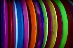 Picture of some disc golf discs.