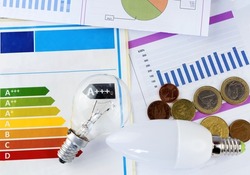 Electricity bill, energy consumption of electric fluid, concept of rising price of light