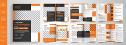 New Clean and simple 12 page Brochure template layout, Minimal business brochure template design.Yellow business brochure template layout design, 12 page corporate brochure editable template layout	
