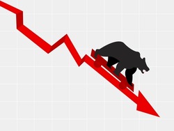 Illustration of bear market and downward trend in stock and economic market 