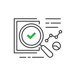 legal compliance or audit assess icon. flat thin stroke trend analitics or assesment logotype graphic design isolated on white. concept of search focus in statement and examine or performance success