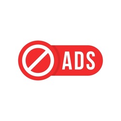 free ad blocker or promotion block red icon. flat style trend modern ban logo graphic design element isolated on white background. concept of protection of technology from pop-up annoying video ads