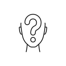 suspect person or guess who thin line icon. concept of search solution or self training or understanding or learning sign. outline modern anonym logotype graphic web user pictogram design element
