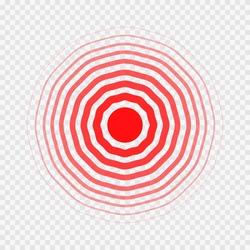 transparent concentric circle elements like pain. concept of spinal lumbar or kidney ache and human organ disease. simple line flat trend modern red logotype graphic design isolated on background