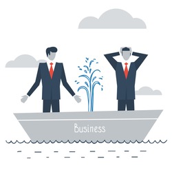 Business crisis, work problems, bad management, start up failure, vector illustration