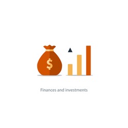 Compound interest, added value, financial investments in stock market, future income growth, revenue increase, money return, pension fund plan, budget management, savings account, banking vector icon