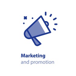 Marketing and advertising concept, megaphone line icon, public relations vector illustration