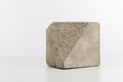 Cubic block of split stone, minimalist style home decoration