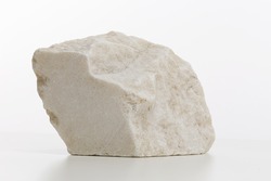Block of marble rock on white background, minimalism