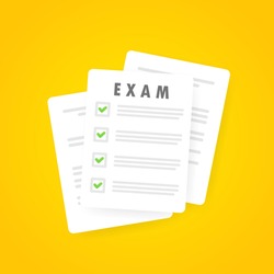 Exam paper banner. School examination. Vector on isolated background. EPS 10