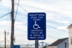  Signs Handicap Parking Special Plate Requered, Unauthorized Vehicles May be Removed At Owner's Expense 