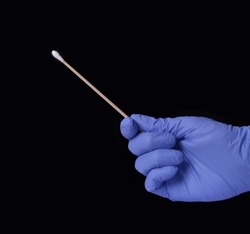 Virus DNA cotton swab wipe saliva test medic hand