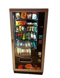 A Bubble Gum Vending Machine Isolated Over White Background Stock