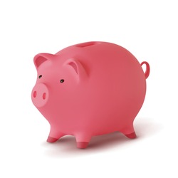 3d realistic moneybox in the form of a pig isolated on white background, vector.