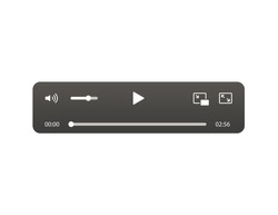 Audio player. Multimedia controller with radio button, sound slider and play icon. Video interface. Navigation template for mp3 files. Movie player in modern skin. Vector EPS 10