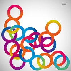 Rainbow loops chain, vector abstract background, design shape.