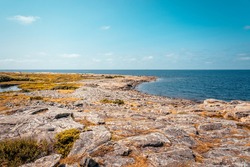 Rocky coastline on the Swedish West Coast in Bua, Sweden.