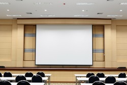 Empty lecture and conference hall in university.Interior meeting room.