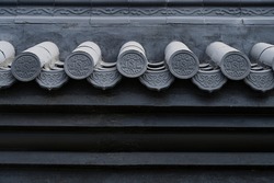 A close-up of the wall and eaves of Chinese classical architecture