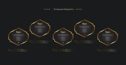 Set of Golden luxury infographics for steps buttons template, A group of golden elements used in business and finance element vector, illustration design