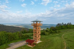 Aerial view about Apponyi lookout tower at Bátaapáti, Hungary
