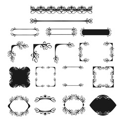 Set of ornament vintage decorative frames, dividers, labels, border, and corners. Elements for design.