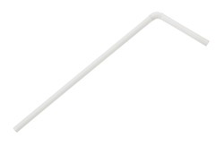 White plastic drinking straw isolated on white background.