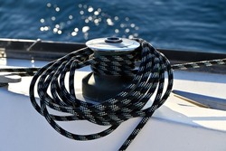 Sailboat. Inox winch and ropes