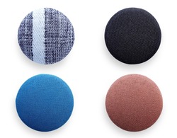 Collection of fabric buttons,Cloth buttons on white background with clipping path. Craft and needlework concept. 