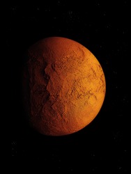 mars isolated, rocky planet in space, cosmic landscape, surface of the planet.