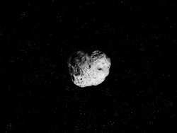 A large asteroid near Earth's orbit threatens life on our planet. A large celestial object. Dangerous meteorite.