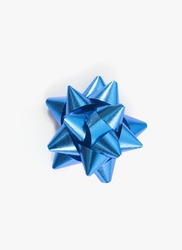 Blue gift bow isolated on white background