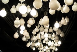 many light bulb in dark. light bulb art abstract