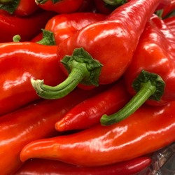 Macro photo red pepper vegetable. Stock photo red paprika peppers background