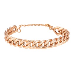 18 Karat Rose Gold Chain Bracelet Isolated on White. Linked-Chain Design Golden Jewellery. Wristband Accessories. Precious Metal Jewelry. Women's & Men's Link Bracelet with Lobster Claw Clasp