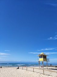 Broadbeach Gold Coast safeguard tower by the beach blue sky