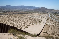 Wall that divides the border between Mexico and the United States in Ciudad Juárez border with El Paso Texas