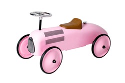 Children's toy car isolated on white background. Educational toys for preschool and kindergarten children