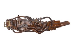 Steampunk leather bracelet. Handicraft. Accessories and decorations for mtalheads, rockers, punks, bikers, goths.