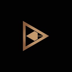 Logo for video. Gold Play Button with C letter logo. Negative space logotype initial designs for personal and company branding. EPS10 #03
