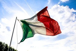 tricolor italian flag wind sky 