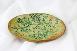 clay plate on white background - handmade pottery
